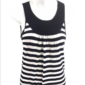 ❤️Sleeveless Striped Pullover XS Black White Minimalist